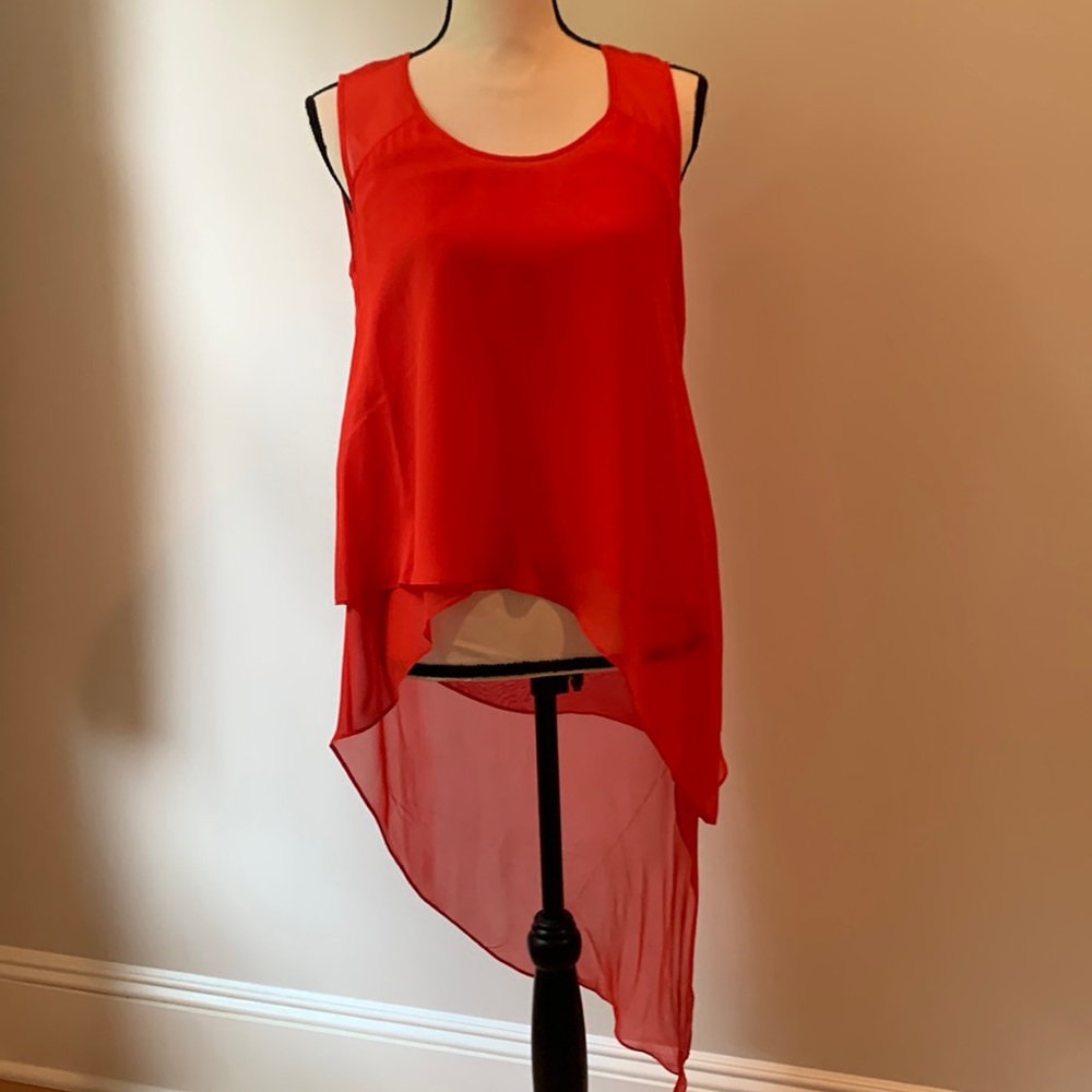 BCBG silk asymmetrical top. Size S.